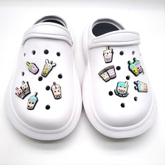 10pcs PVC Milk Tea Cartoon Shoe Charms Party Favor