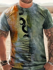 Vintage Collage Graphic T Shirt Men Comfortable Crew Neck Tee