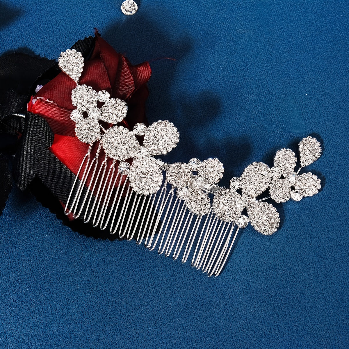 Rhinestone Flower Leaf Hair Comb Hairpin Party Favor Decor Princess Tiara