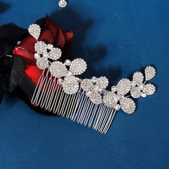 Rhinestone Flower Leaf Hair Comb Hairpin Party Favor Decor Princess Tiara