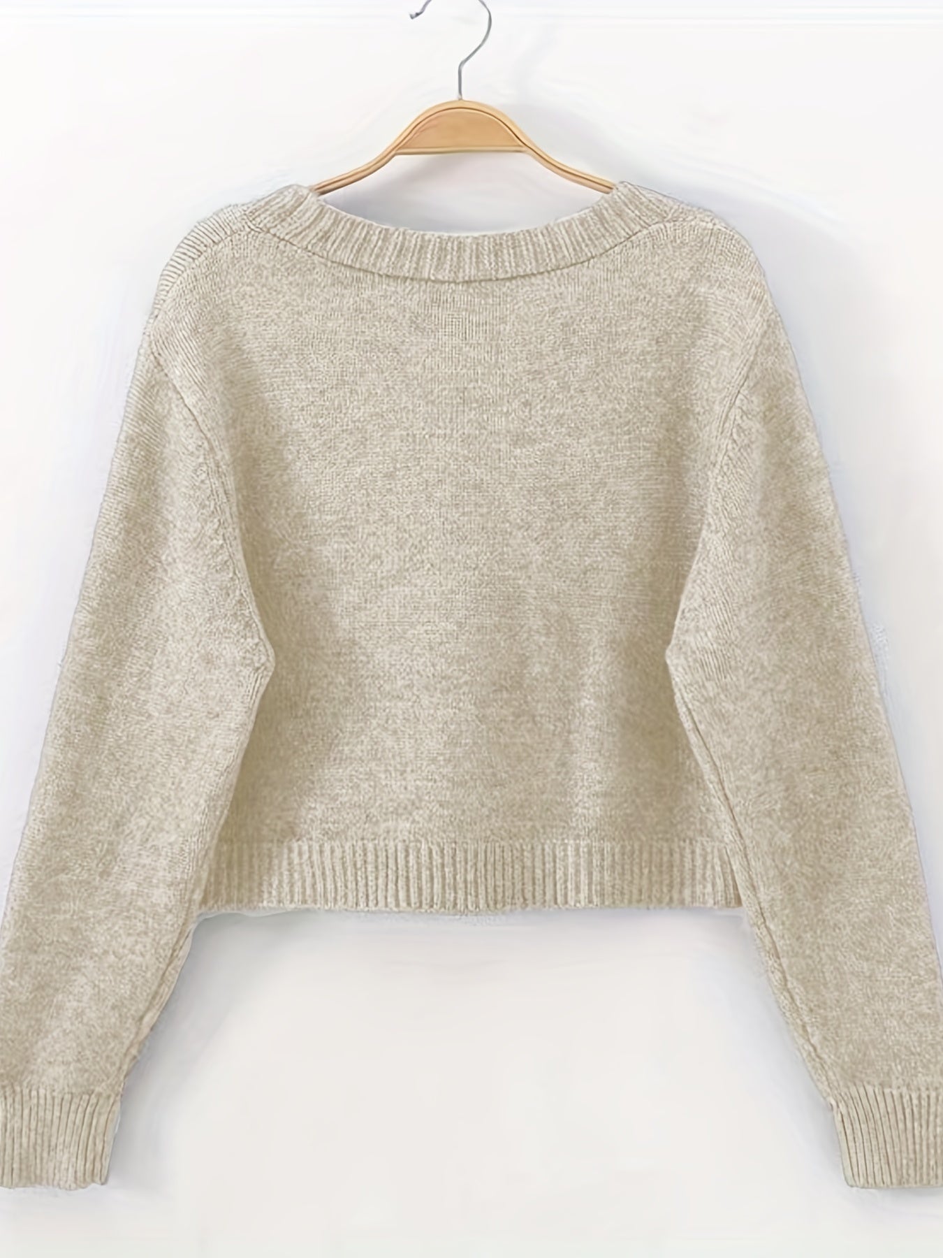 Solid Button Front Cardigan Long Sleeve Casual Vacation Women's Clothing