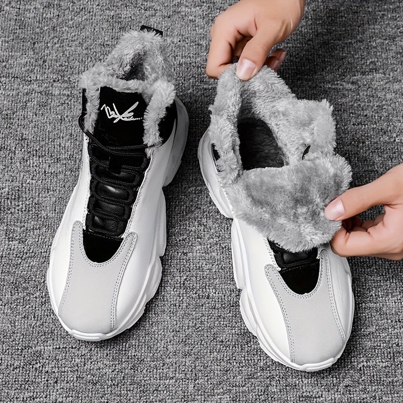 Men's Cozy Lace up Sneakers Warm Walking Shoes