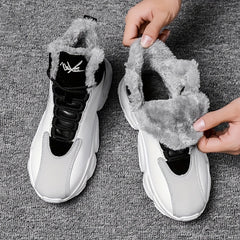 Men's Cozy Lace up Sneakers Warm Walking Shoes