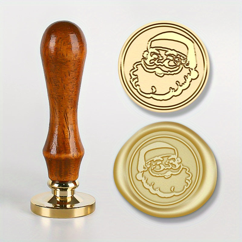 Christmas Series Brass Seal Stamp Head & Wooden Handle Set