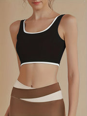 Colorblock Wireless Sports Bra Comfy & Breathable Workout Tank Bra