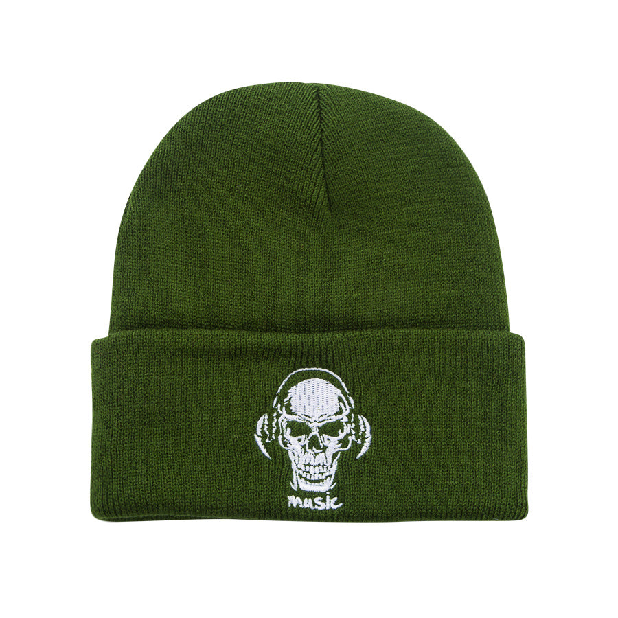 Men's Knitted Skull Pattern Embroidery Hat
