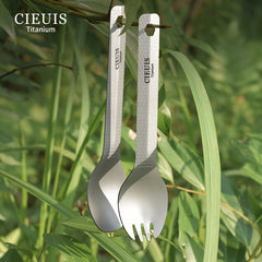 Titanium Dinner Fork and Spoon Set for Camping Hiking Picnic