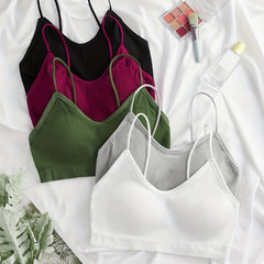 5pcs Wireless Push Up Bras Solid Ribbed Comfy & Breathable Women's Lingerie