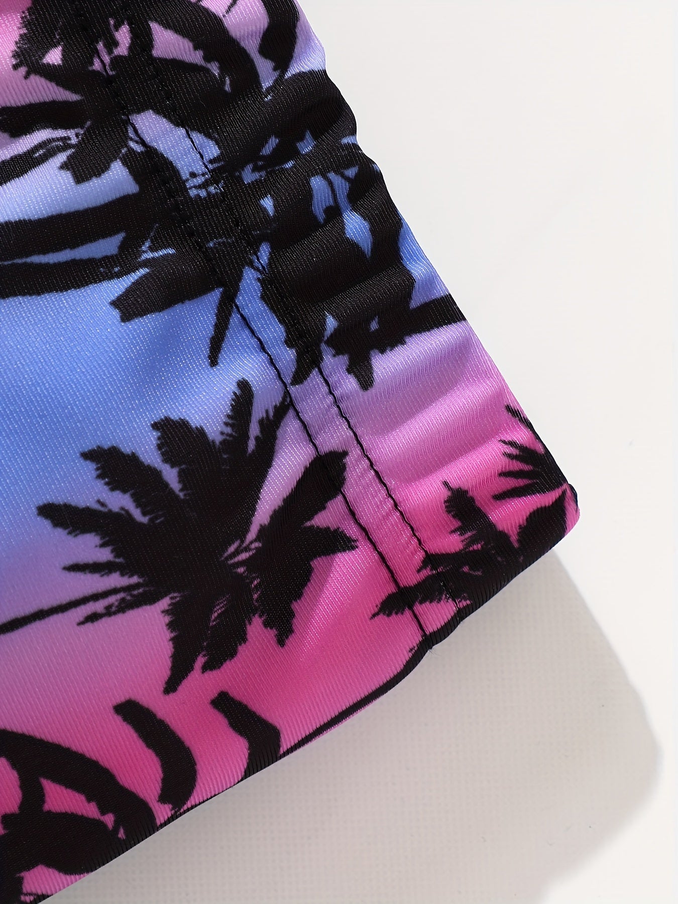 Boys Coconut Trees Print Swim Trunks, Size Up for Beach Vacation