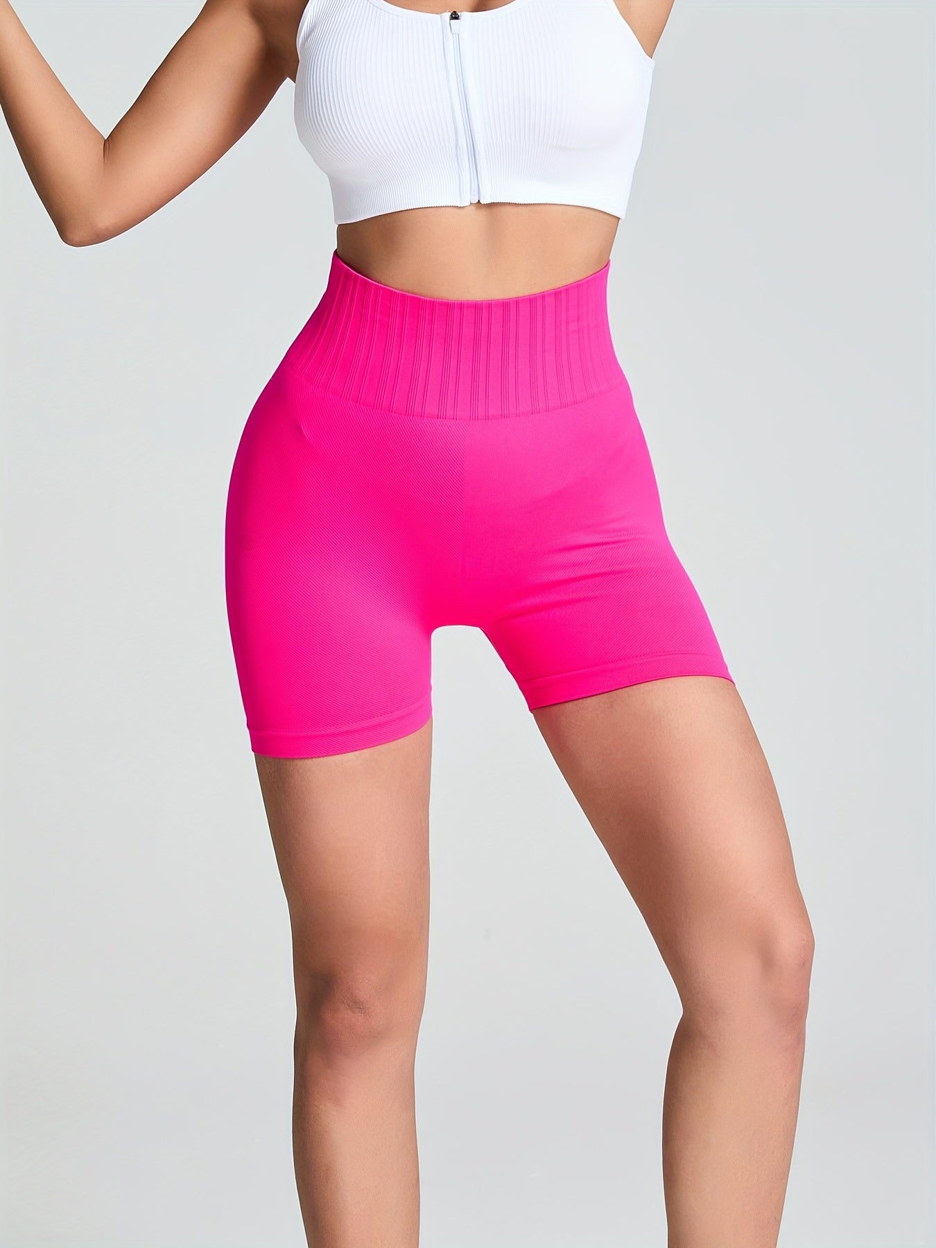 High Waist Yoga Shorts Slim Fit High Stretch Sporty Workout Shorts