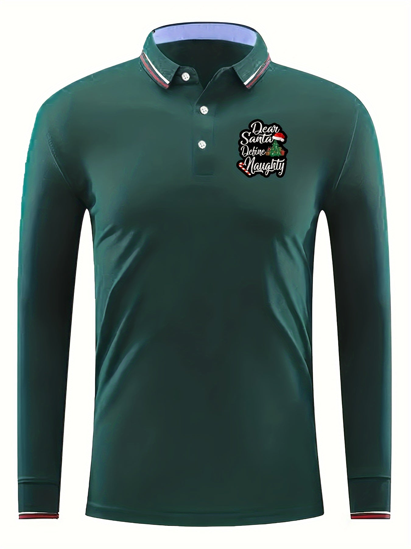 Men's Long Sleeve Polo Shirt - Dear Santa Deline Naughty