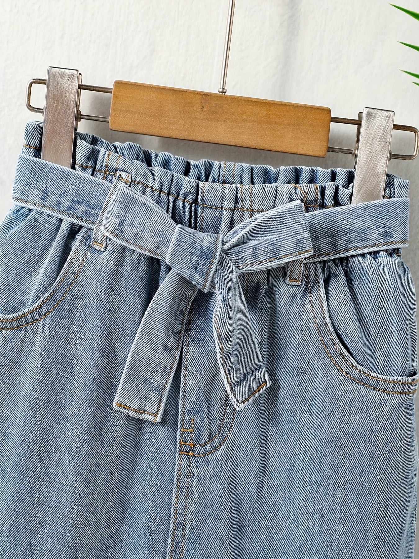 Girls Elastic Waist Denim Trousers Kids Street Daily Spring Fall Clothes