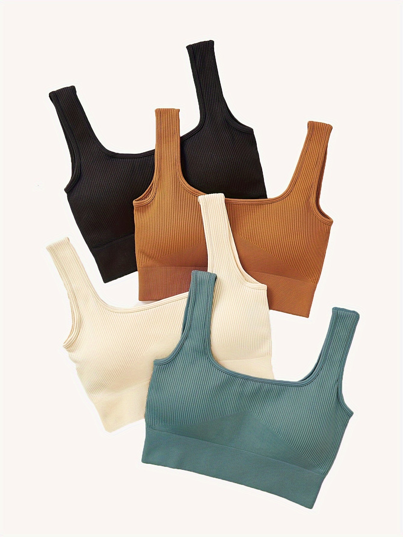 4pcs Solid Sports Bra Removable Cup Wirefree Yoga Running Workout Bra