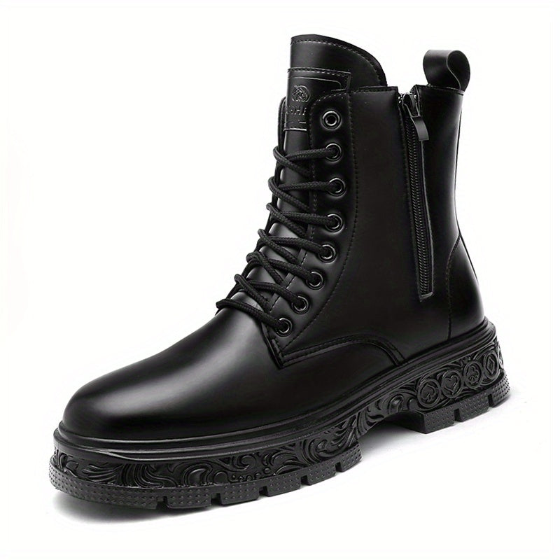 Men's Ankle Boot Lace up Boots Side Zipper Casual Walking Shoes
