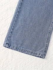 Girls' Wide Leg Jeans Line Stitching Denim Trousers