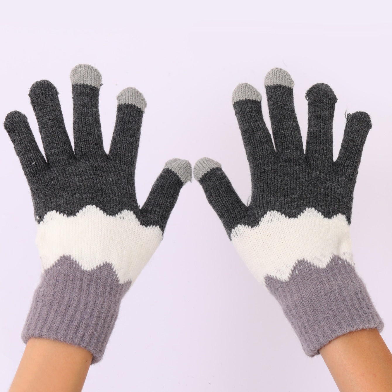 Plush Gloves Cycling Knitted Gloves Autumn And Winter Girls Cold-proof