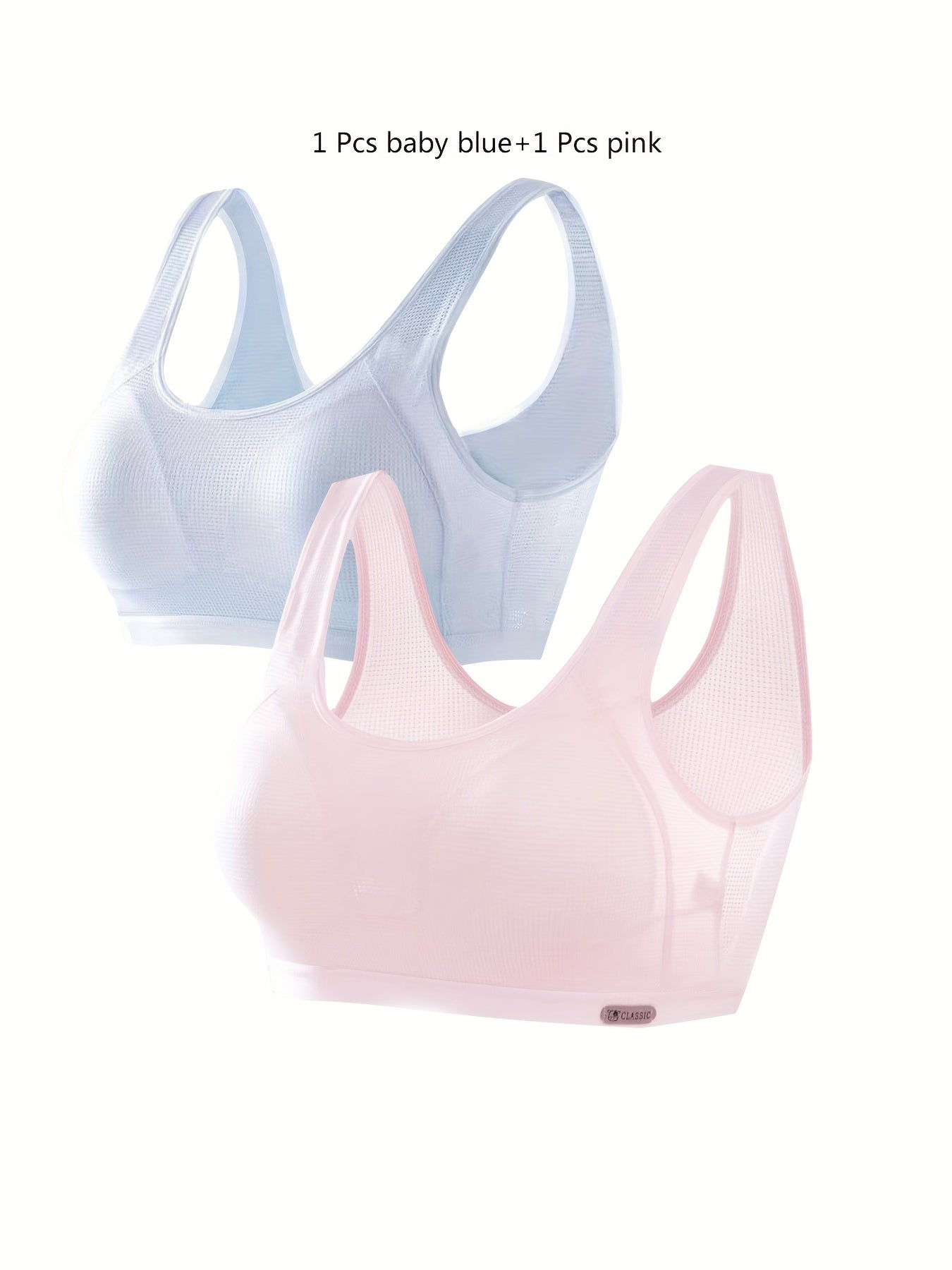 2pcs Solid Sports Bras Comfy & Breathable for Women