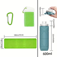 5pcs Ice Towel & Silicone Foldable Water Cup Set