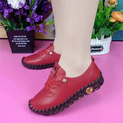Women's Lace Up Flat Sneakers Non Slip Soft Sole Casual Shoes