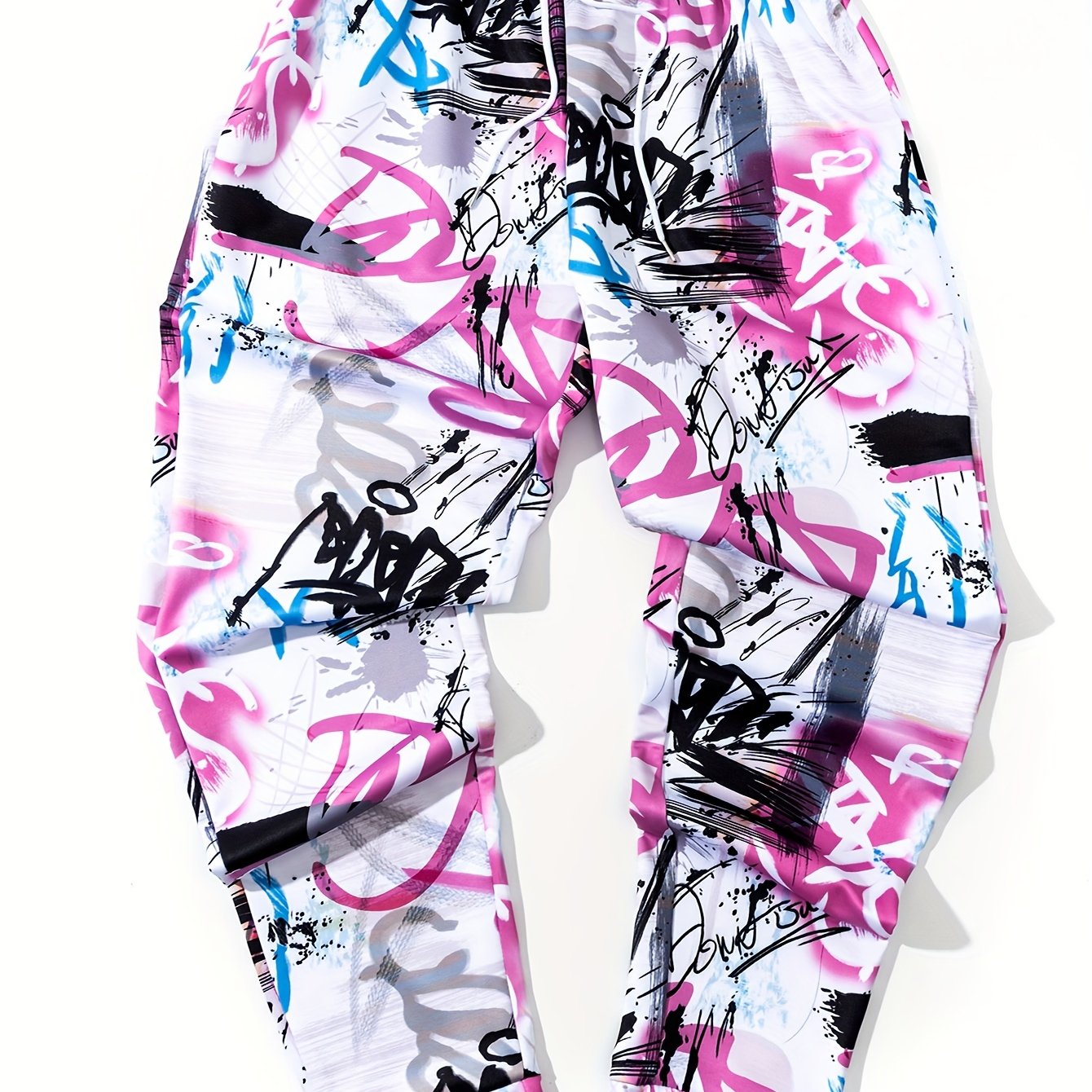 Graffiti Series Drawstring Sweatpants Loose Fit Pants Men's Casual Joggers