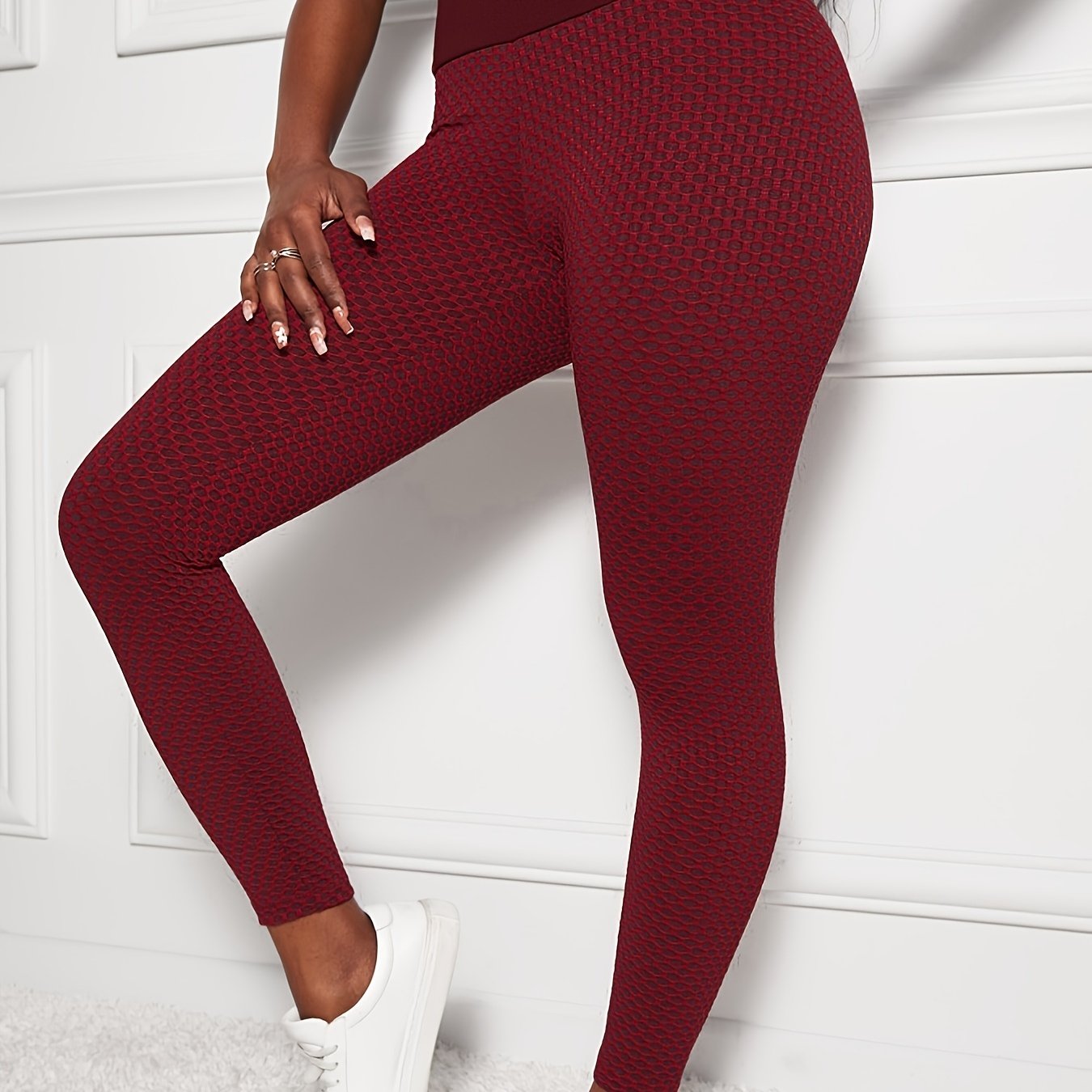 High Waist Honeycomb Sports Leggings Butt Lifting Yoga
