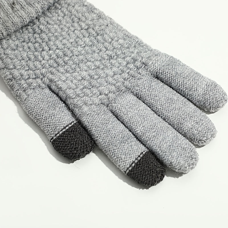 Warm Winter Outdoor Cycling Gloves Brushed Thickened Jacquard Gloves