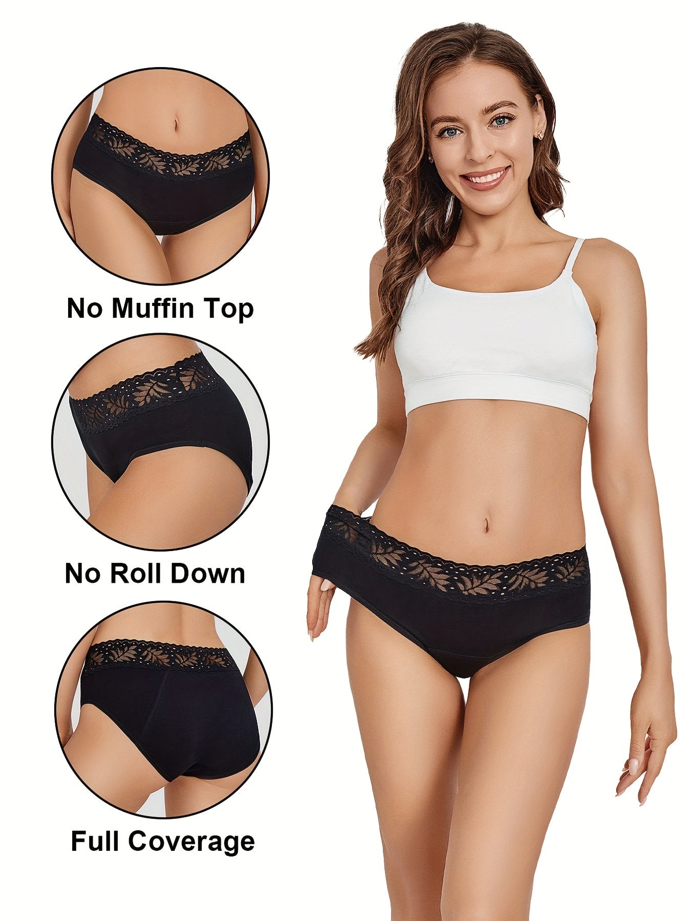 3pcs Lace Briefs Soft Comfy Intimates Panties Women's Lingerie