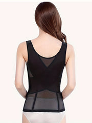 Mesh Shaping Top Front Buckle Tummy Control Slimmer Open Bust Top
