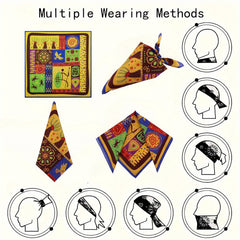 Soft African Tribal Headscarf Geometric Pattern Machine Washable for Halloween
