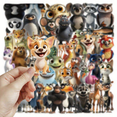 50pcs Animal Stickers Vintage Decals for DIY Luggage & Party Doodle Art