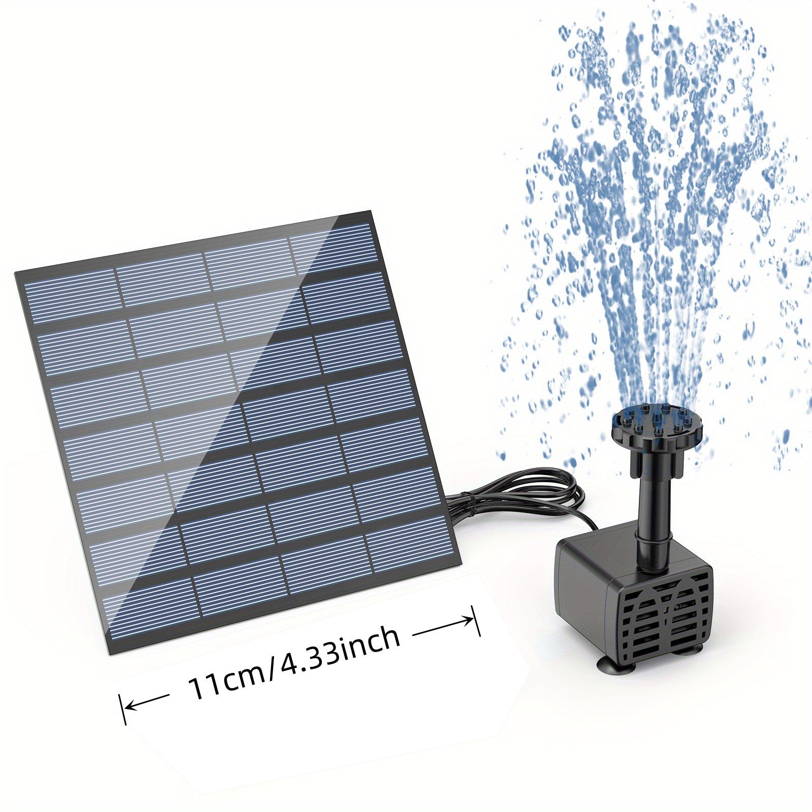 5W Solar Fountain DIY Water Feature with 6 Nozzles
