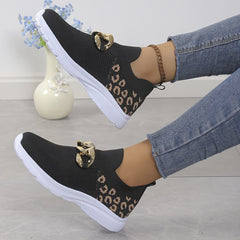 Leopard Pattern Mesh Tennis Sports Shoes Lightweight Non Slip