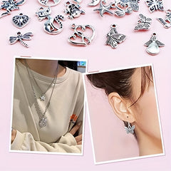 50Pcs Silvery Charms Tibetan Metal Charms Pendants DIY Jewelry Making