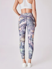 Printed High Waist Yoga Leggings Quick Dry Cropped Pants