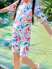 Mermaid Graphic 2pcs Swimsuit Sets Girls Summer Clothes