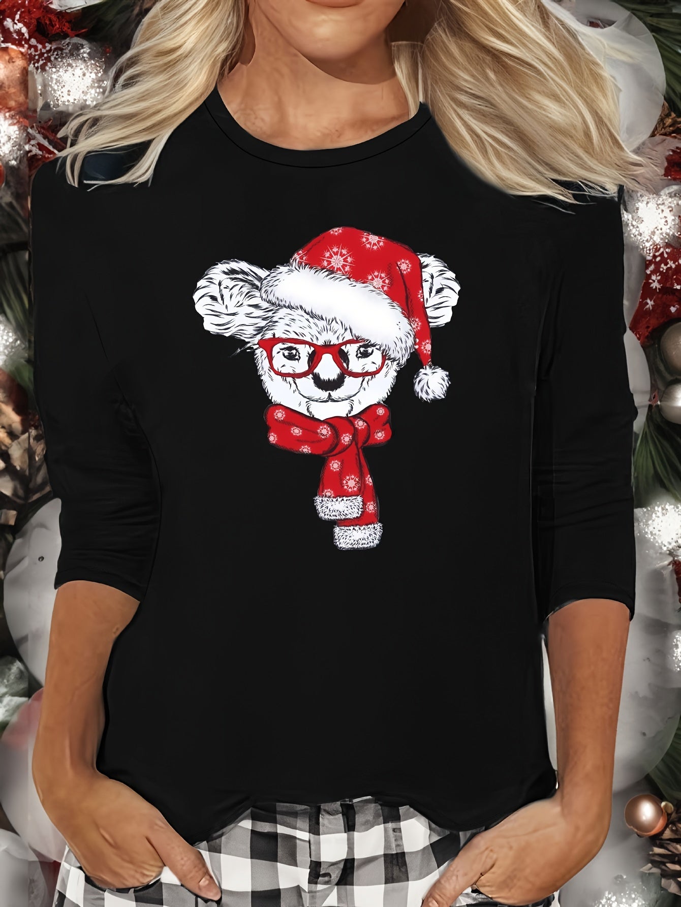 Christmas Koala Print Lounge Top Women's Sleepwear