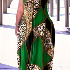 Leopard & Baroque Print Maxi Dress