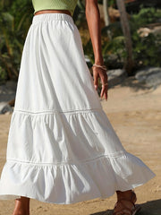 Boho Tiered Skirt Elastic Waist Casual Layered Skirt