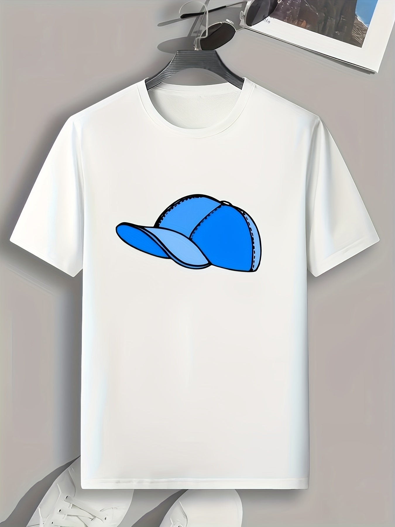 Hat Pattern Print Men's Sports T-shirt for Fitness Activities