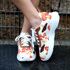 Colorful Mushroom Print Women's Casual Sneakers Lightweight Outdoor Shoes