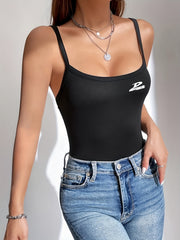 Skinny Bodysuit Spaghetti Strap Sleeveless Bodysuit Women's Clothing