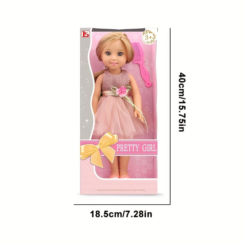 Sparkling Pink Princess Doll with Sequin Top & Floral Skirt
