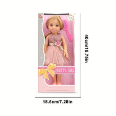 Sparkling Pink Princess Doll with Sequin Top & Floral Skirt