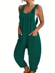 Solid Sleeveless Jumpsuit Casual Overall Jumpsuit