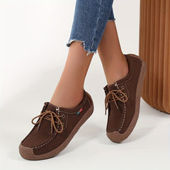Women's Lace Up Loafers Comfort Slip On Shoes Casual Lightweight Flat Shoes