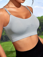 Women's Solid Round Neck Sports Bra