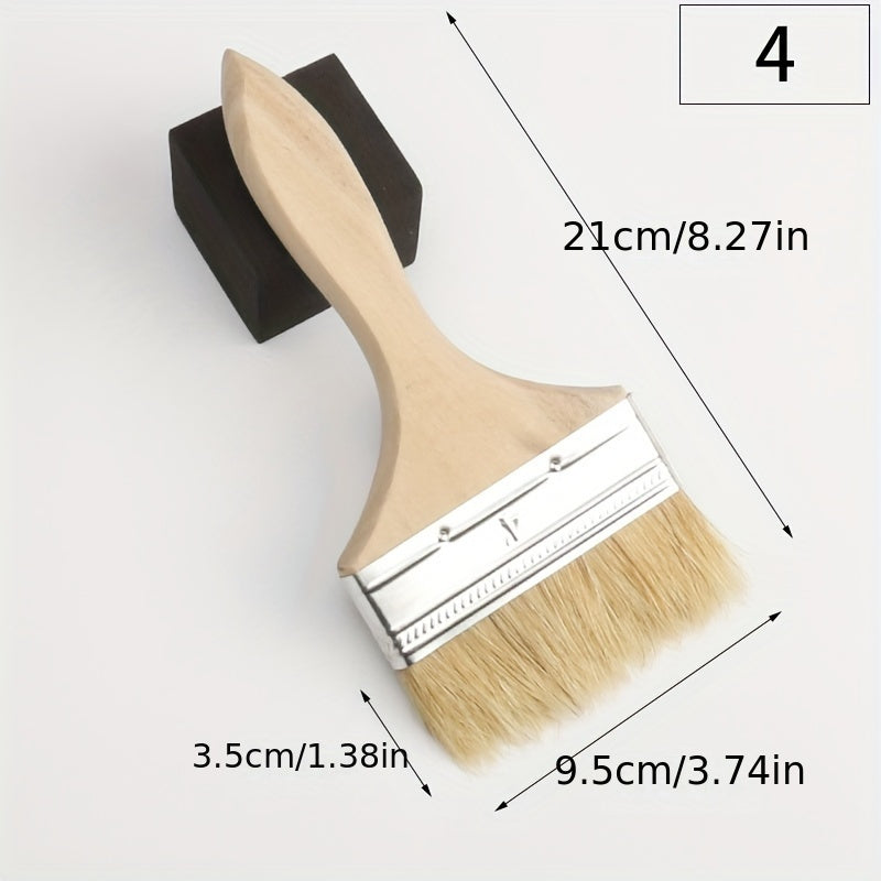 Wooden Handle Pig Hair Brush BBQ Paint Brush