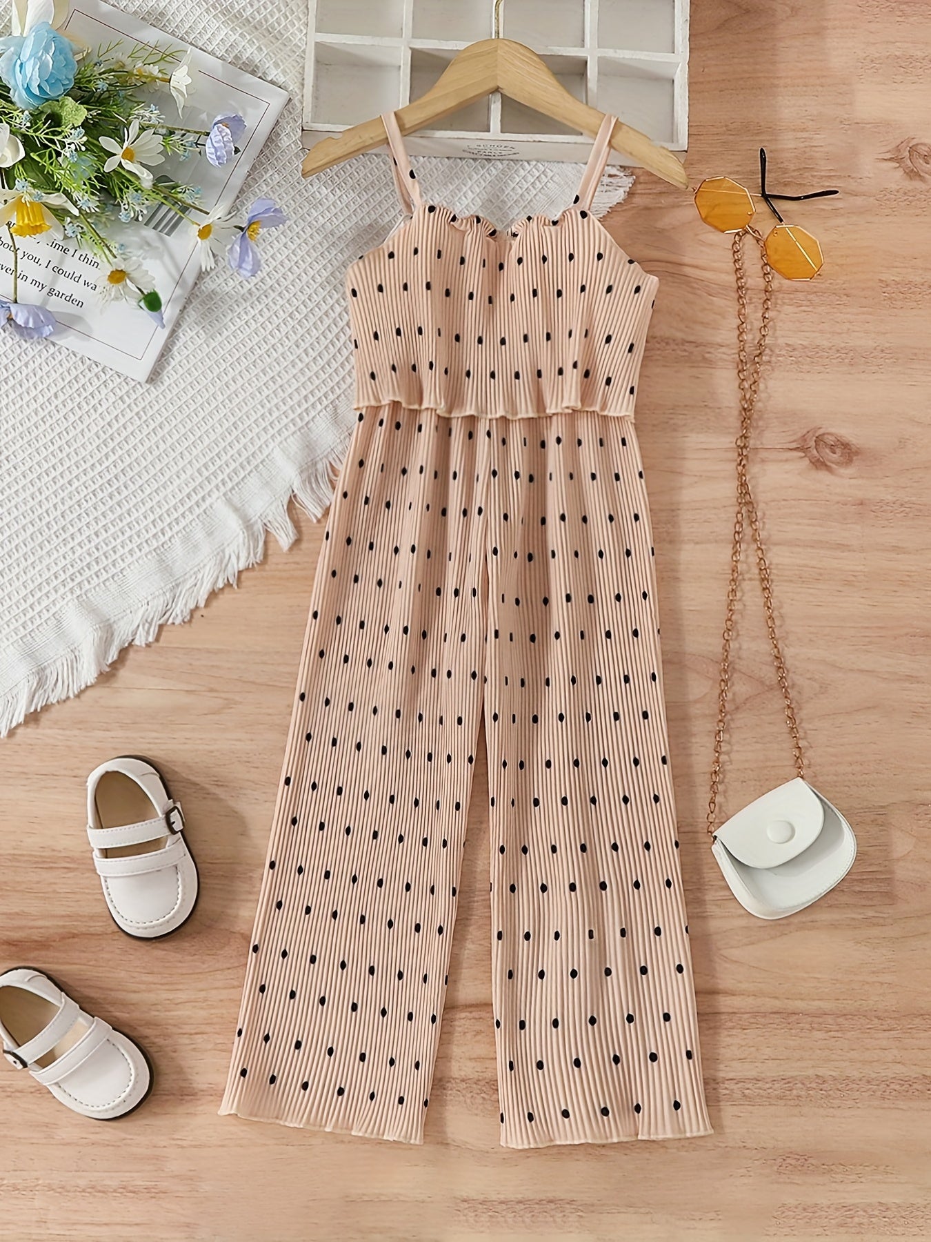 Toddler Girls Polka Dot Cami Rompers Jumpsuit for Beach Vacation
