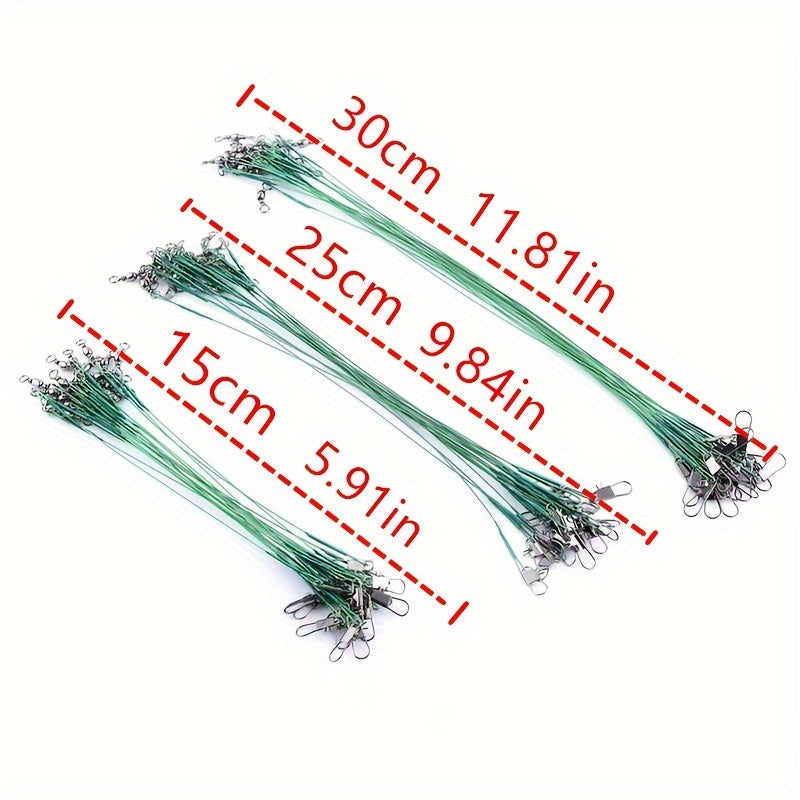 20pcs Stainless Steel Wire Fishing Guide Line With Swivel Snaps Tackle