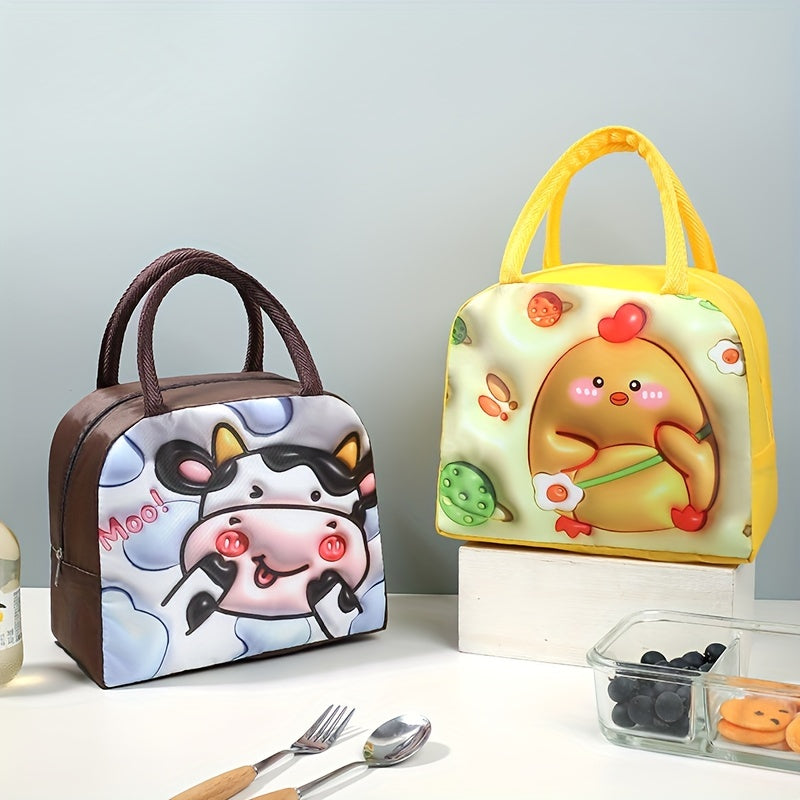 2pcs 3D Animal Print Bento Bag Insulation Lunch Bag